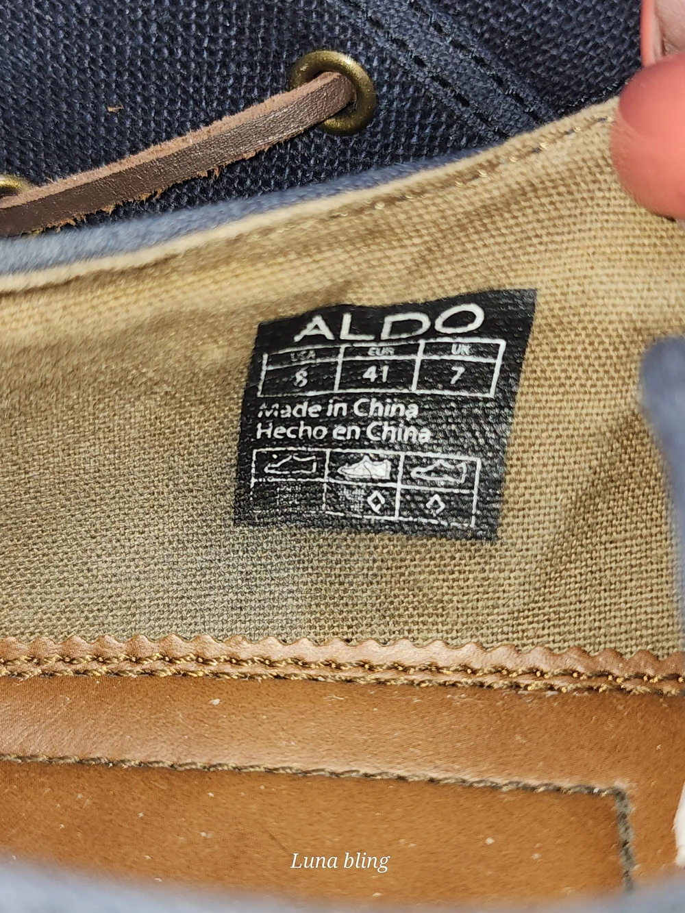 ALDO Men's Navy Mesh Boat Shoes with Brown Laces